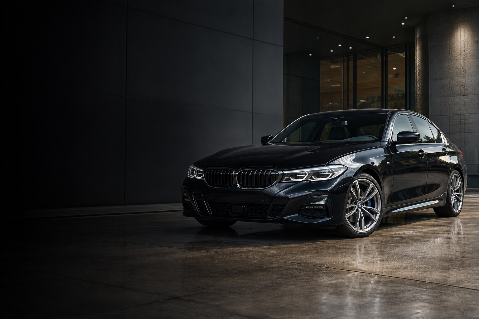 Luxury black sedan